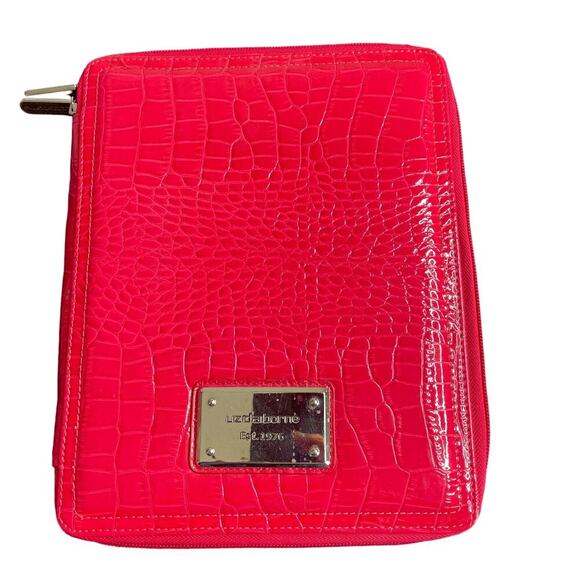 Liz Claiborne Pink Leather Zip Up iPad Holder Carrier Protection Case - Picture 1 of 4